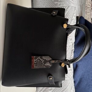 Aldo Black Tote with Snakeskin Accent